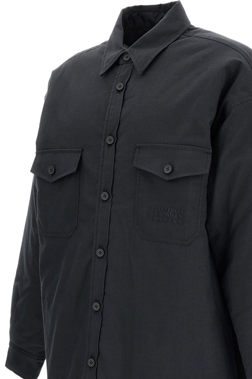 Maison Margiela Black Grey Cotton-Wool Reversible Overshirt Zwart