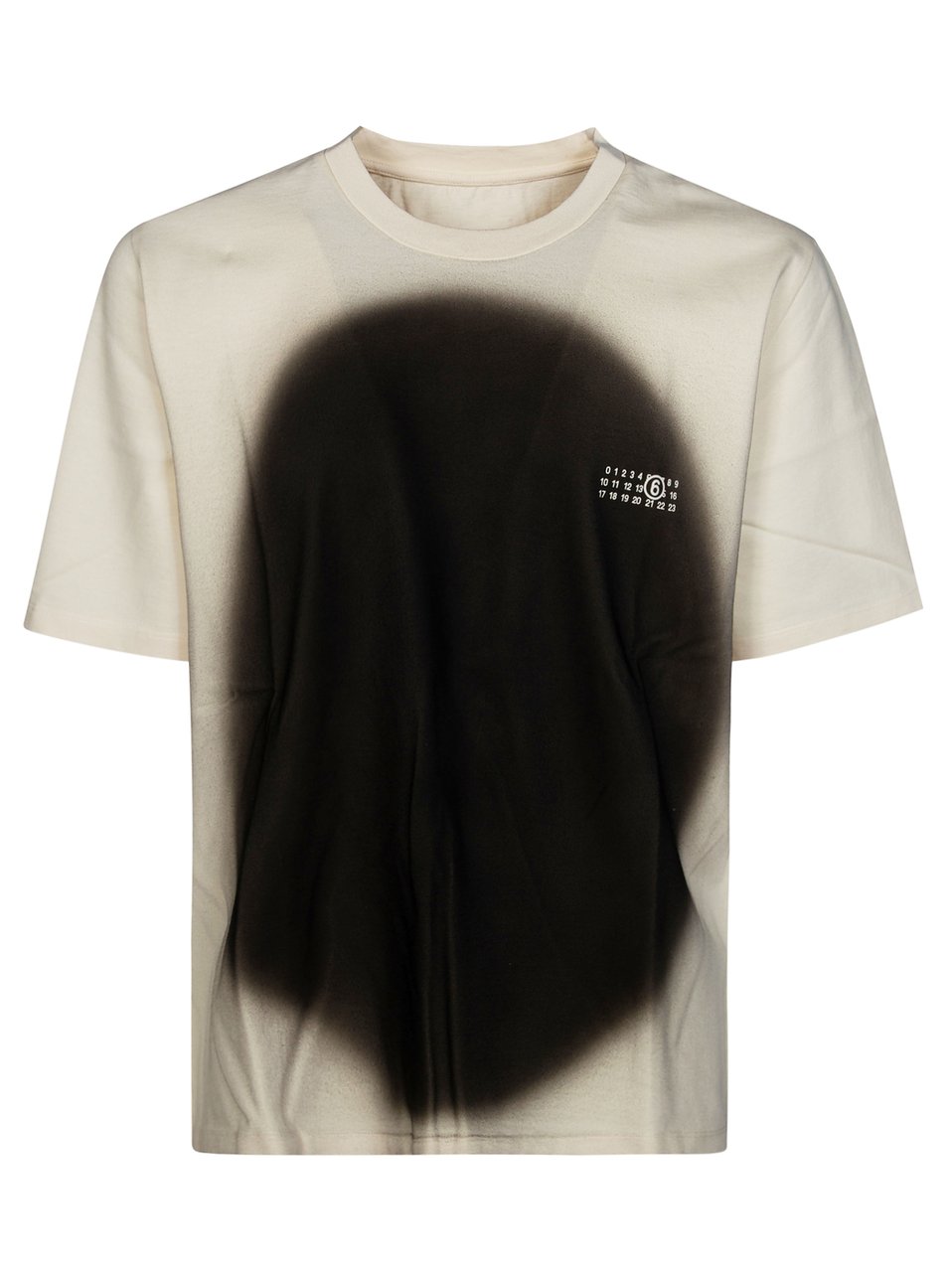 Maison Margiela Boxy Black Spray Paint Effect T-Shirt Zwart