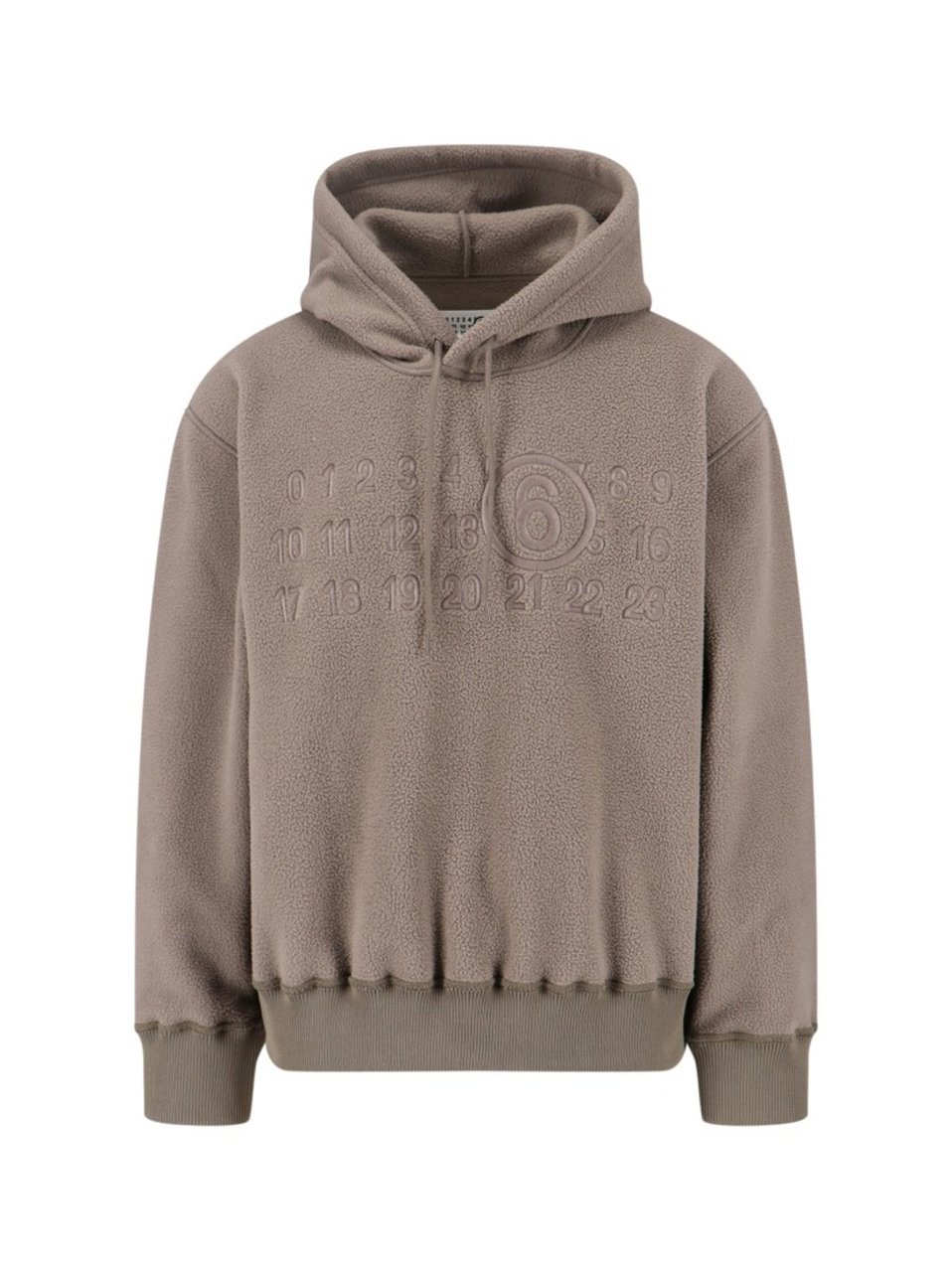 Maison Margiela Teddy Fabric Hoodie With Embroidered Mm6 Logo Bruin