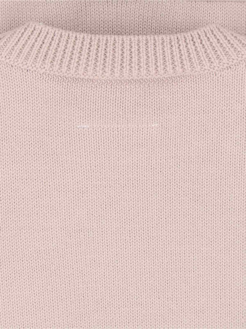 Maison Margiela Textured Knit Sweater with Ribbed Trim – Neutral Roze