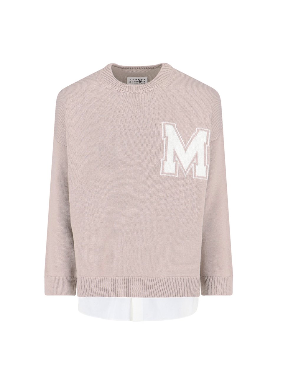 Maison Margiela Textured Knit Sweater with Ribbed Trim – Neutral Roze