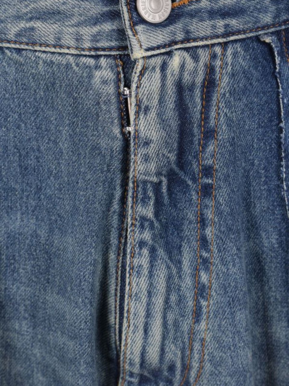 Maison Margiela Blue Logo Patch Denim Wide-Leg Jeans Grijs