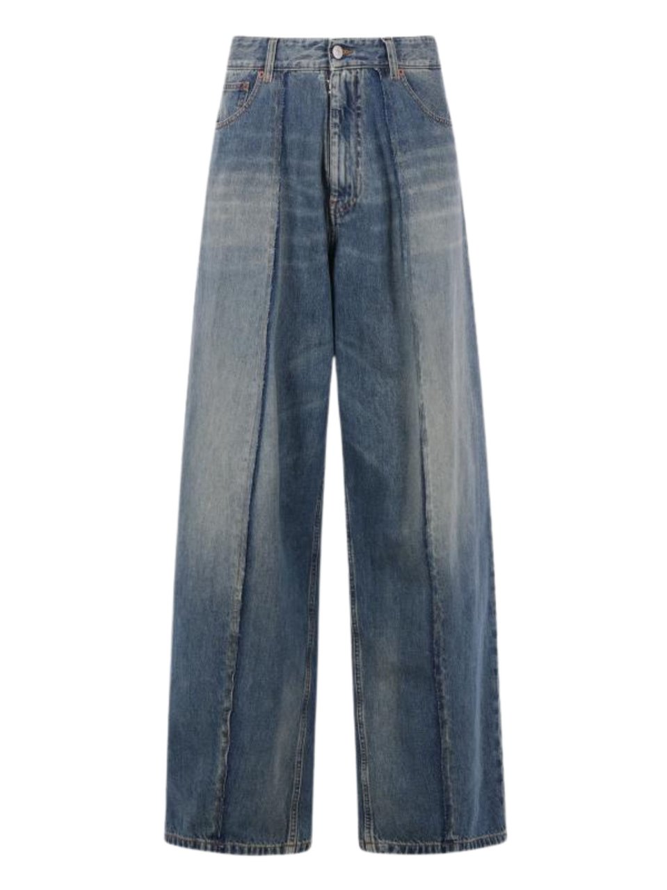 Maison Margiela Blue Logo Patch Denim Wide-Leg Jeans Grijs