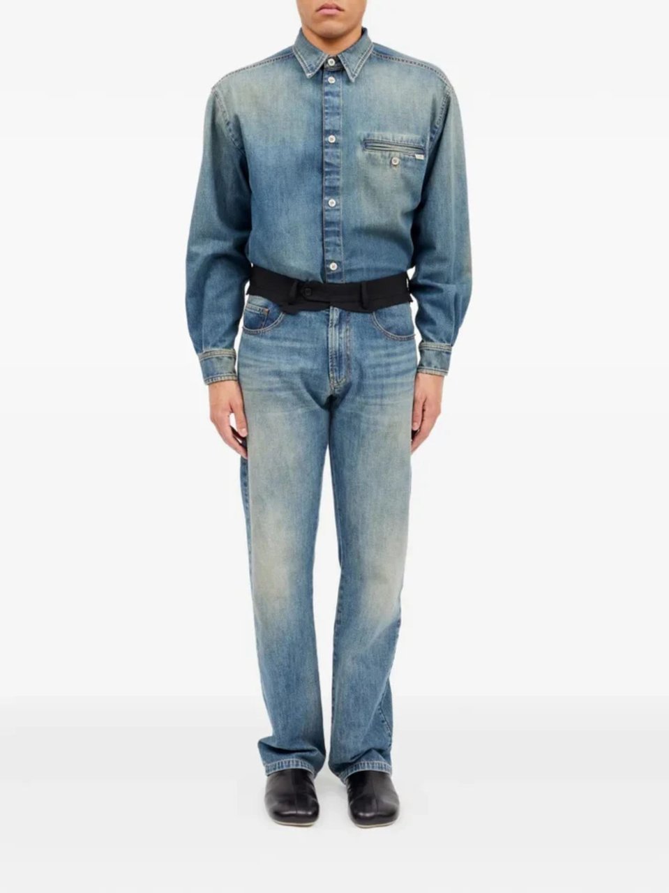 Maison Margiela Blue Reconstructed Waist Denim Jeans Blauw