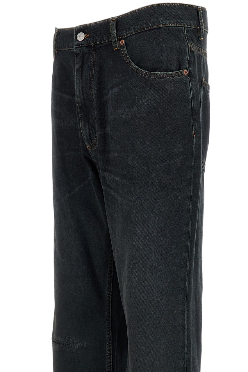 Maison Margiela Blue Straight-Leg Cutout Knee Jeans Blauw