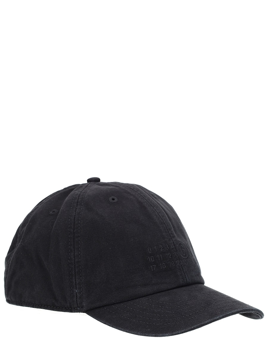 Maison Margiela Structured Crown Curved Brim Cotton Baseball Hat Zwart