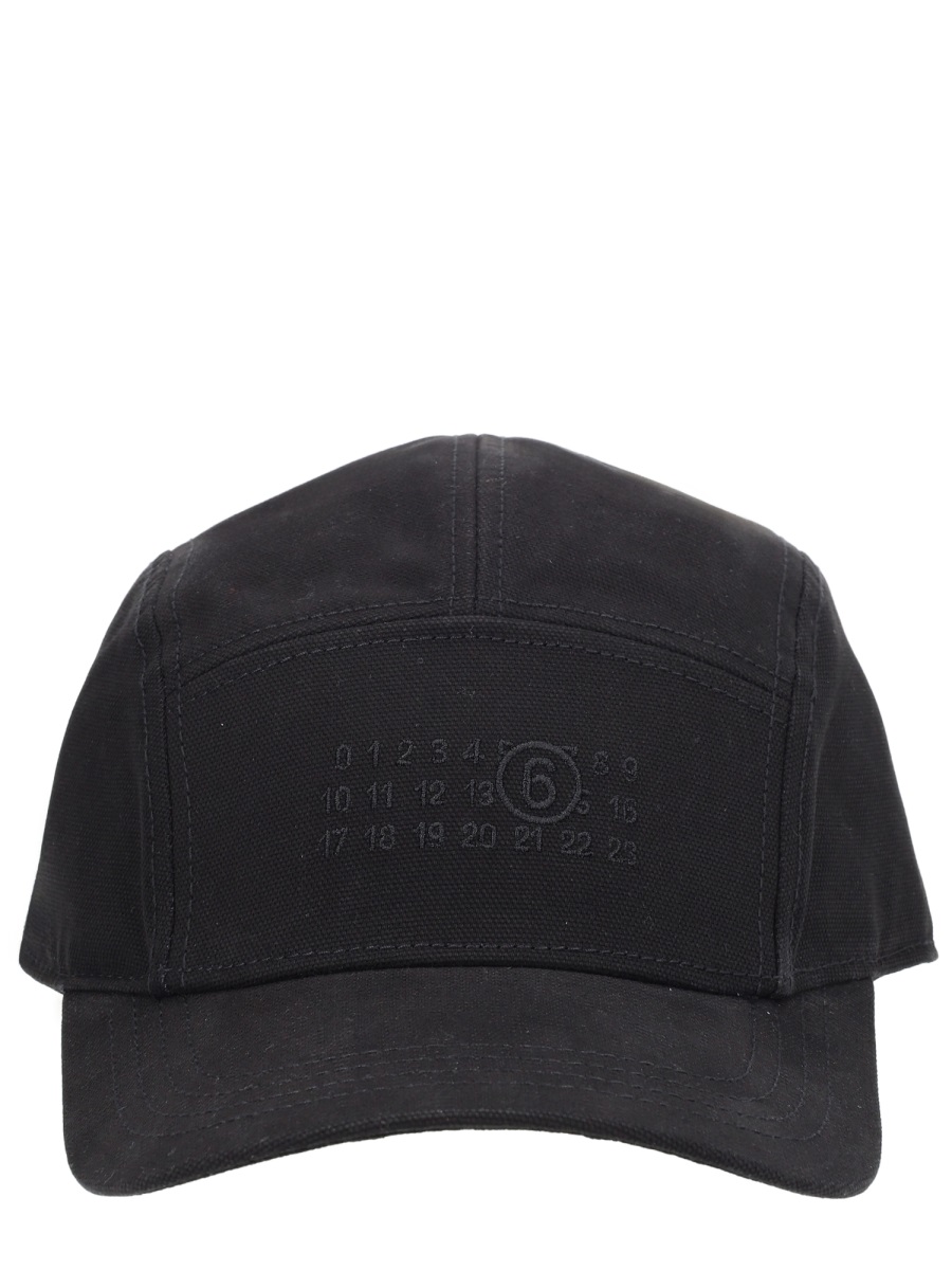 Maison Margiela Neutrals Embossed Logo Cotton Baseball Hat Zwart