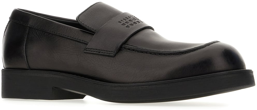 Maison Margiela Mm6 Black leather City loafers Zwart