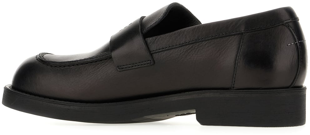 Maison Margiela Mm6 Black leather City loafers Zwart