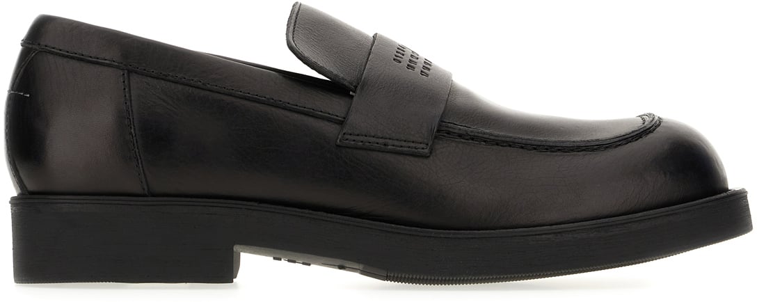 Maison Margiela Mm6 Black leather City loafers Zwart
