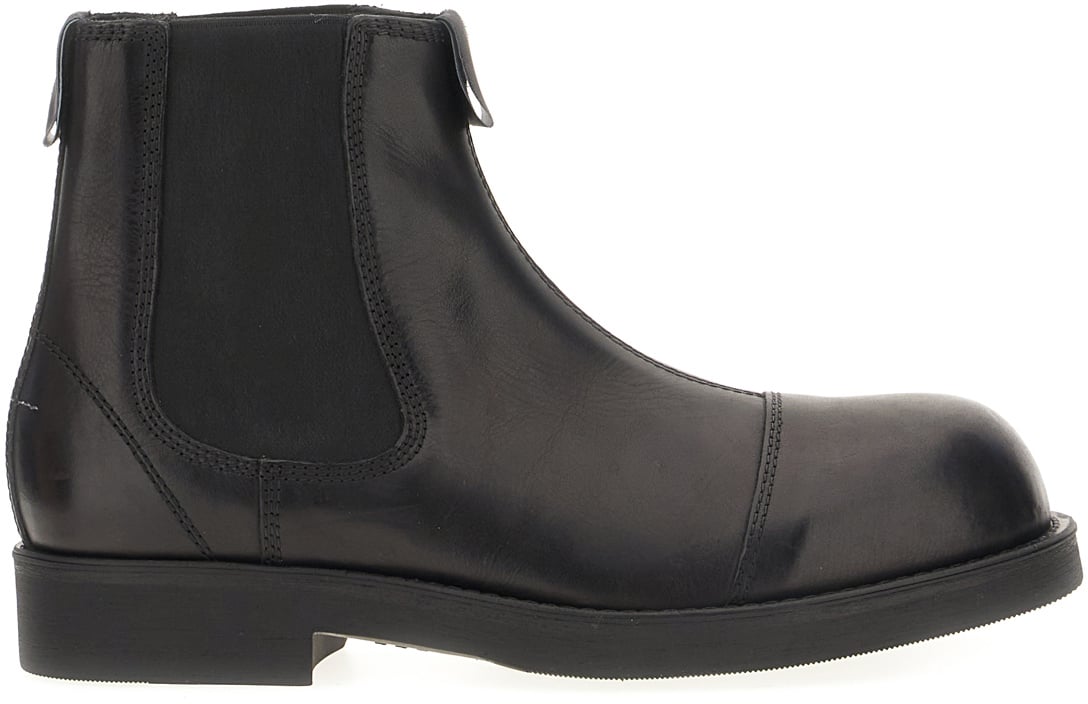 Maison Margiela Mm6 Black leather ankle boots Zwart