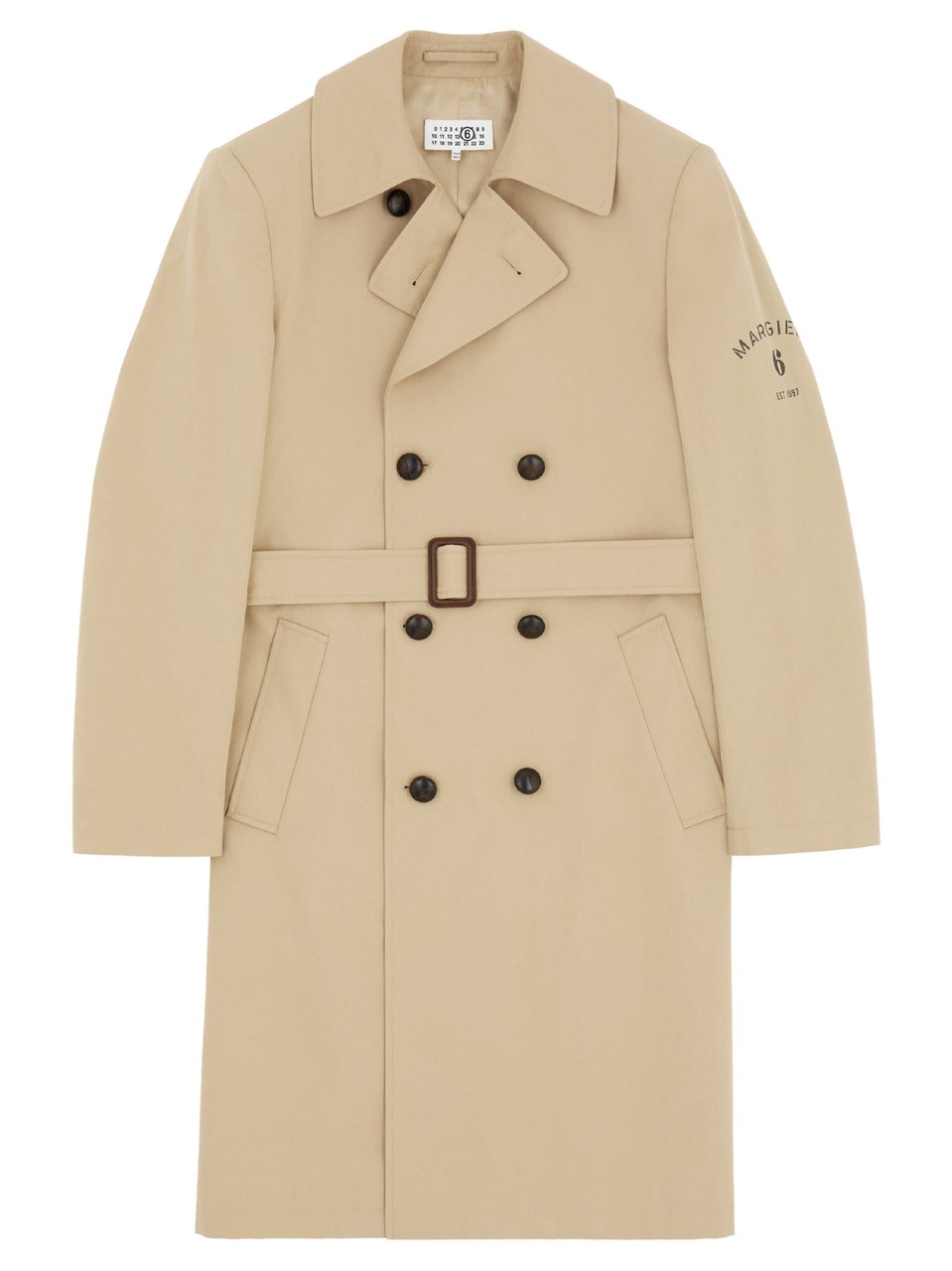 Maison Margiela Beige Belted Waist Cotton Trench Coat Neutraal