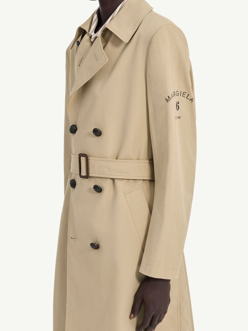 Maison Margiela Beige Belted Waist Cotton Trench Coat Neutraal