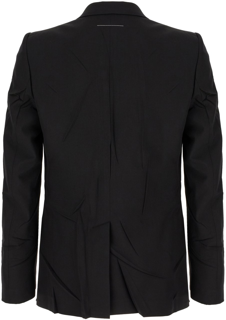 Maison Margiela Mm6 Black polyester blend blazer Zwart