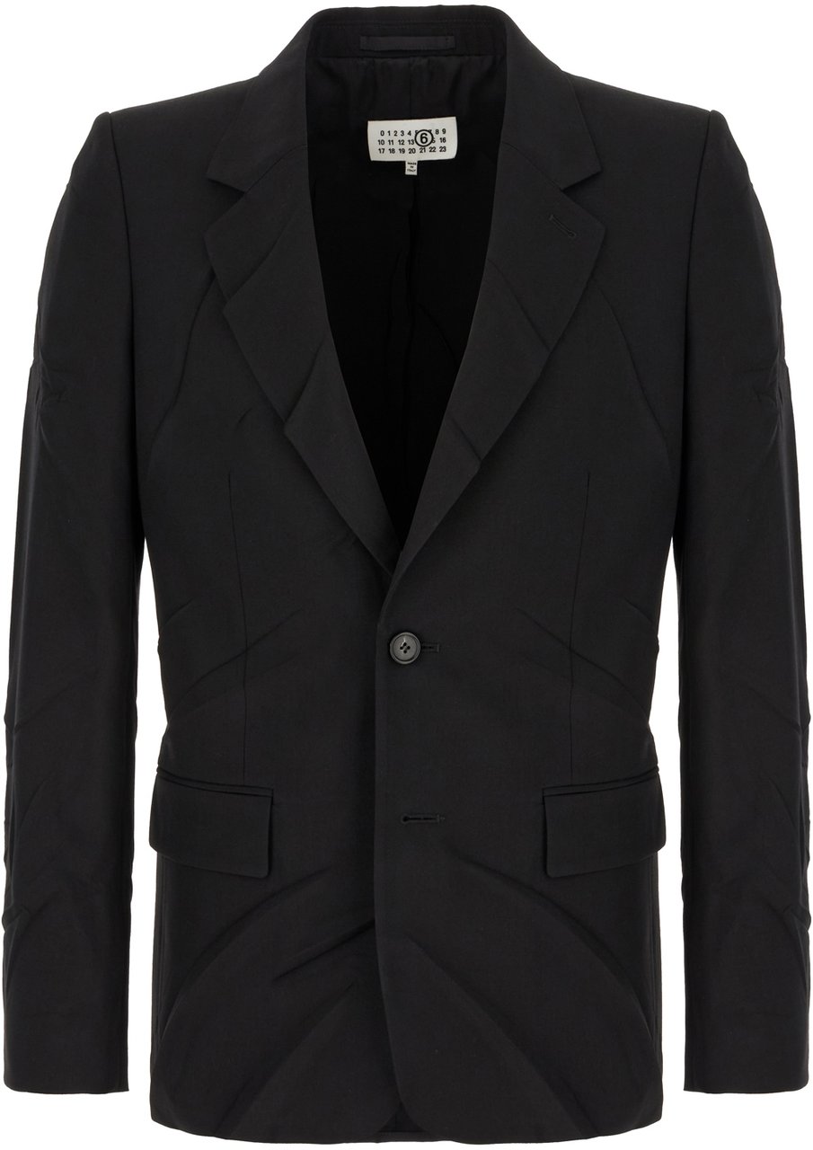 Maison Margiela Mm6 Black polyester blend blazer Zwart