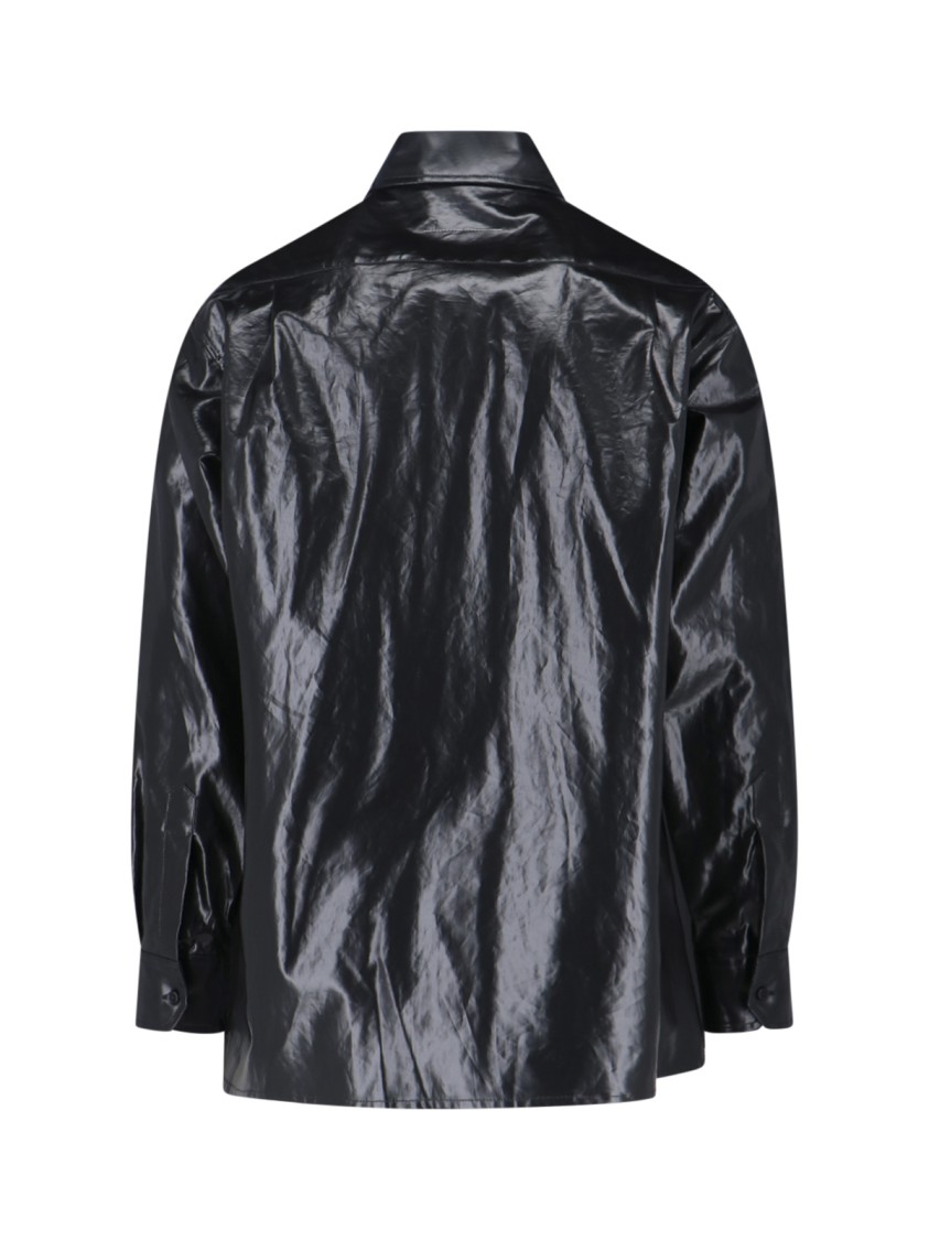 Maison Margiela Button-Up Black Shirt With Tailored Fit And Pointed Collar Zwart