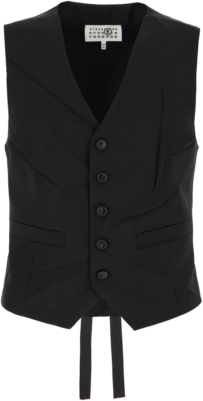 Maison Margiela Mm6 Black polyester blend vest Zwart