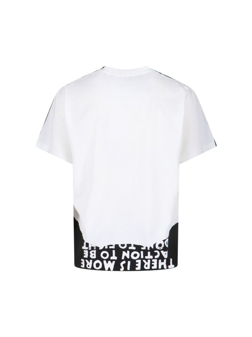 Maison Margiela Bicolor Contrast Print T-Shirt With Round Neckline And Short Sleeves Zwart