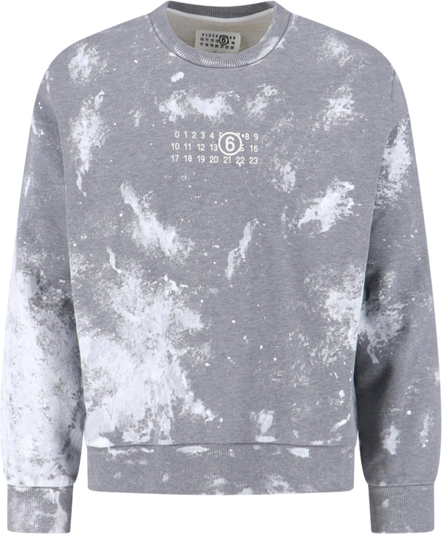 Maison Margiela Grey Tie-Dye Printed Logo Cotton Sweatshirt Grijs