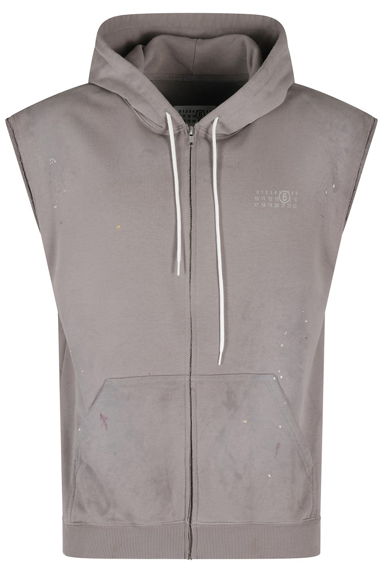 Maison Margiela Sleeveless Vintage Effect Sweat Jacket Grijs