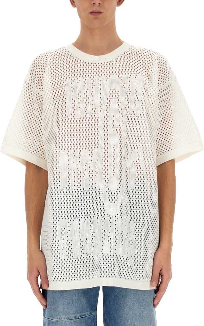 Maison Margiela Signature Logo T-Shirt In Italian Cotton Neutraal