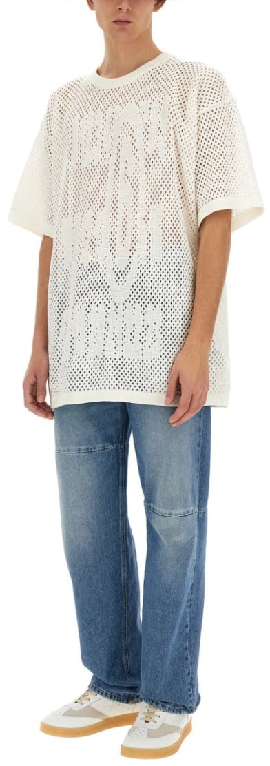 Maison Margiela Signature Logo T-Shirt In Italian Cotton Neutraal