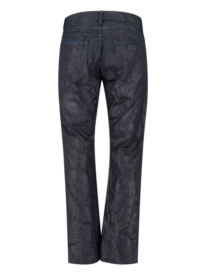 Maison Margiela Textured Black Denim Jeans With Classic Five-Pocket Design Zwart