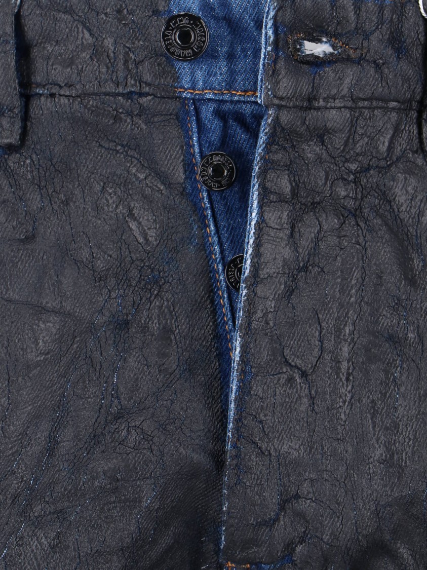 Maison Margiela Textured Black Denim Jeans With Classic Five-Pocket Design Zwart