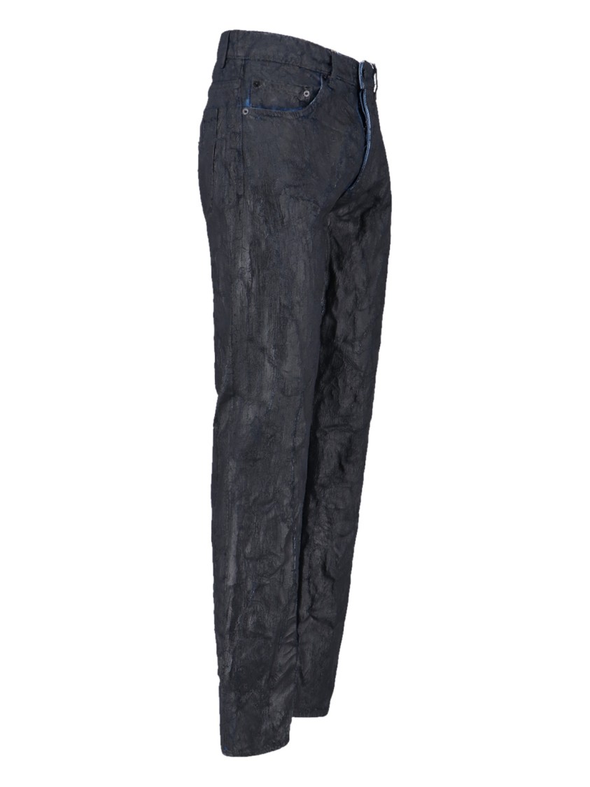Maison Margiela Textured Black Denim Jeans With Classic Five-Pocket Design Zwart