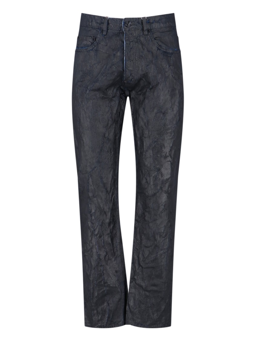 Maison Margiela Textured Black Denim Jeans With Classic Five-Pocket Design Zwart