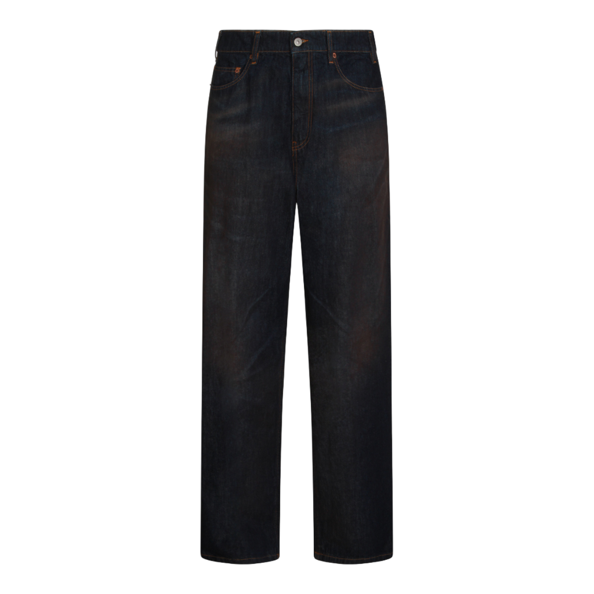 Maison Margiela Straight-Leg Denim Jeans With Dark Indigo Wash And Contrast Stitching Zwart