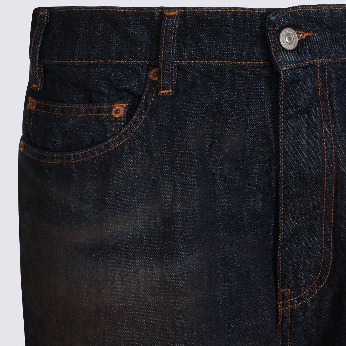 Maison Margiela Straight-Leg Denim Jeans With Dark Indigo Wash And Contrast Stitching Zwart