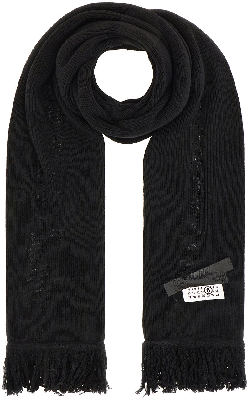Maison Margiela Mm6 Black wool blend scarf Zwart