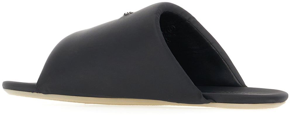 Maison Margiela Mm6 Black nylon slippers Zwart