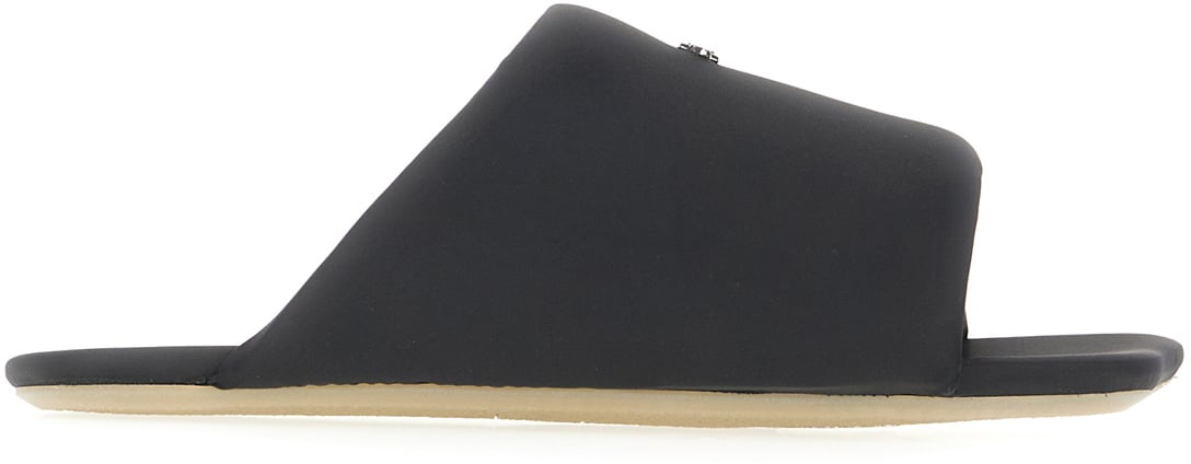 Maison Margiela Mm6 Black nylon slippers Zwart