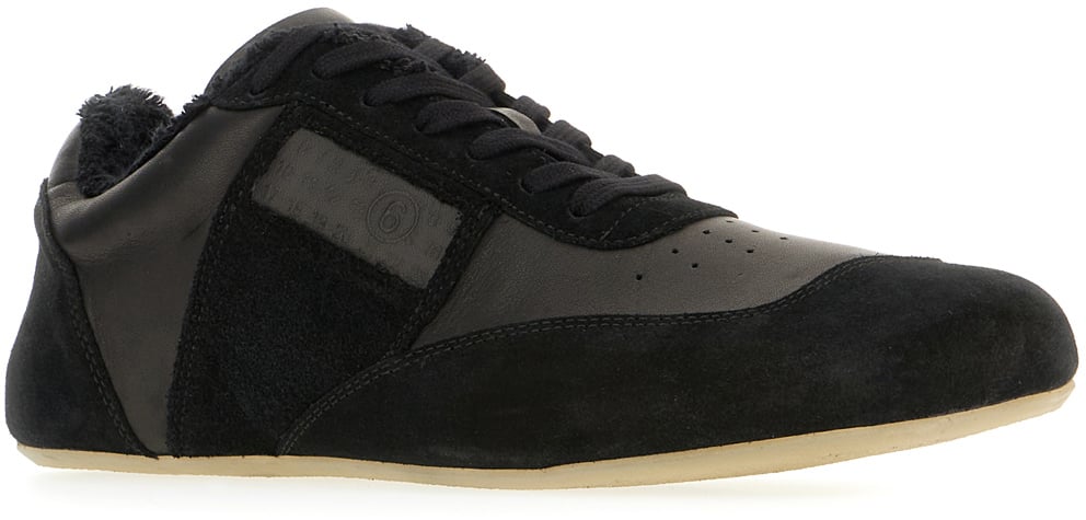 Maison Margiela Mm6 Black leather and suede sneakers Zwart