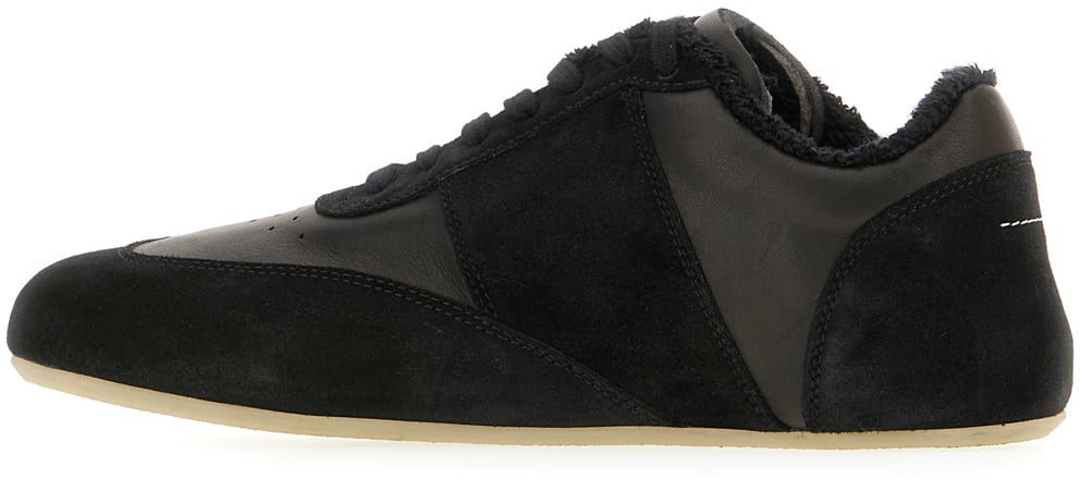 Maison Margiela Mm6 Black leather and suede sneakers Zwart