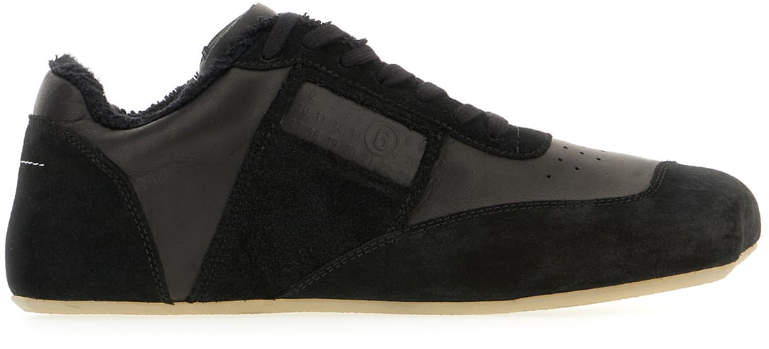 Maison Margiela Mm6 Black leather and suede sneakers Zwart