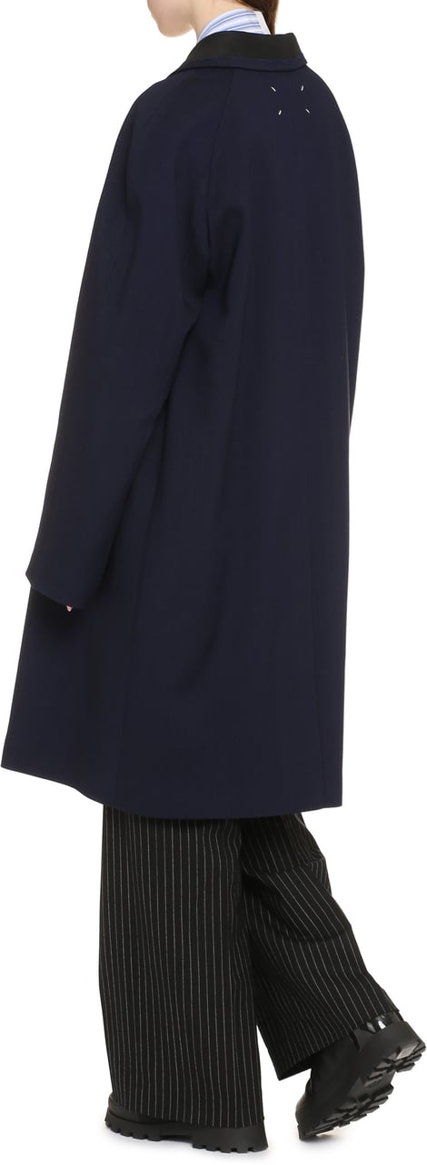 Maison Margiela Single-breasted wool coat Blauw