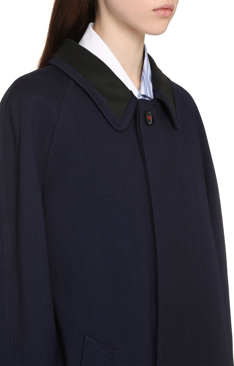 Maison Margiela Single-breasted wool coat Blauw