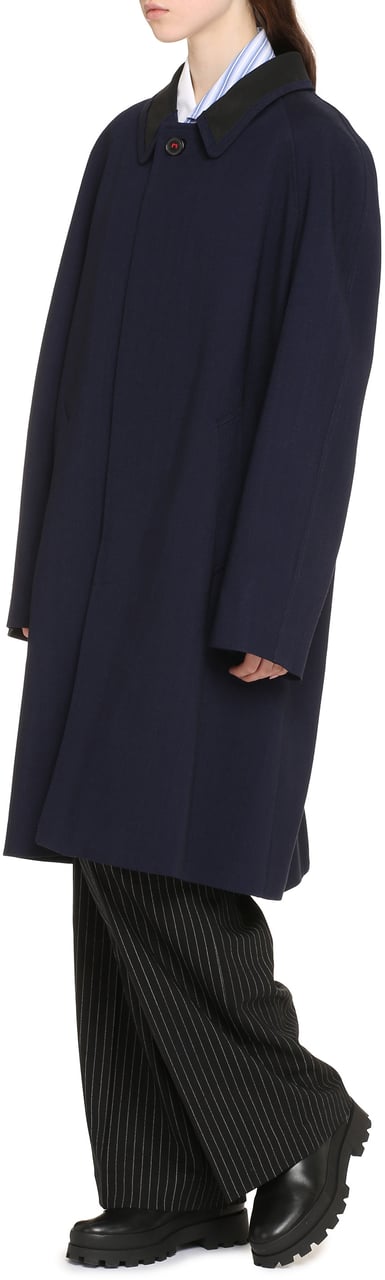 Maison Margiela Single-breasted wool coat Blauw