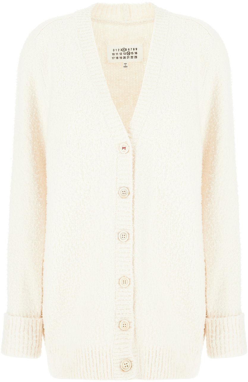 Maison Margiela Maison Margiela Ivory cotton blend oversize cardigan Neutraal
