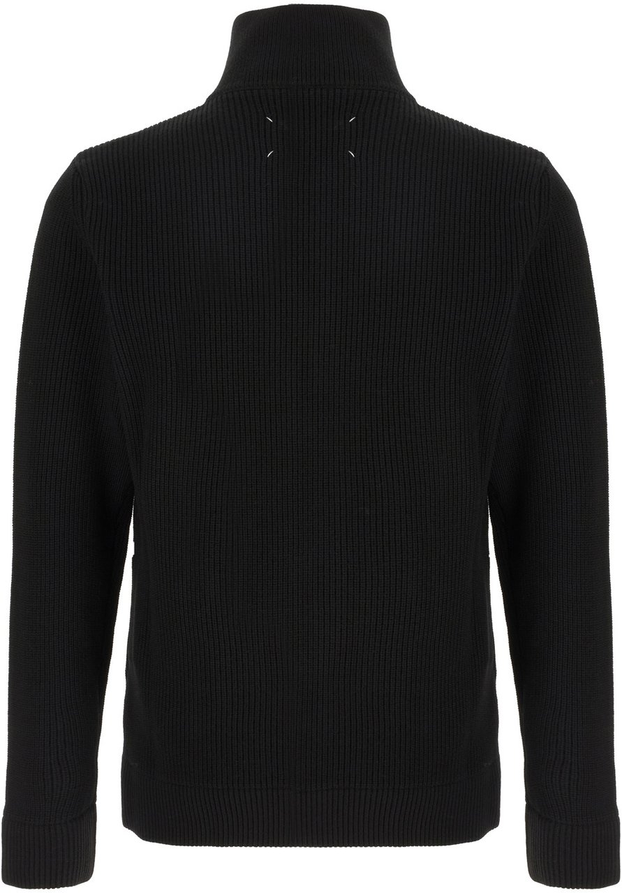 Maison Margiela Black wool blend cardigan Zwart