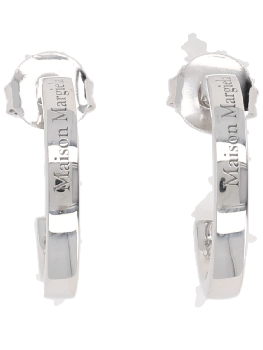 Maison Margiela Polished Silver-tone Hoop Earrings with Engraved Detail Wit