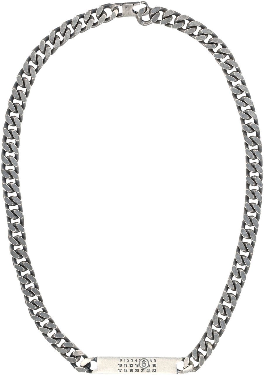 Maison Margiela Minimal Logo Id Tag Necklace Argento Zilver