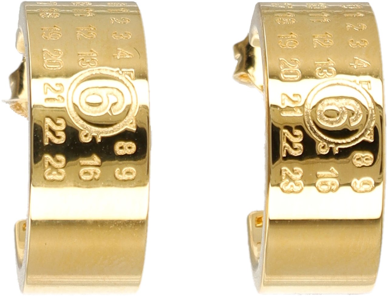 Maison Margiela Minimal Logo 8Mm Earrings Yellow Gold Polished Goud