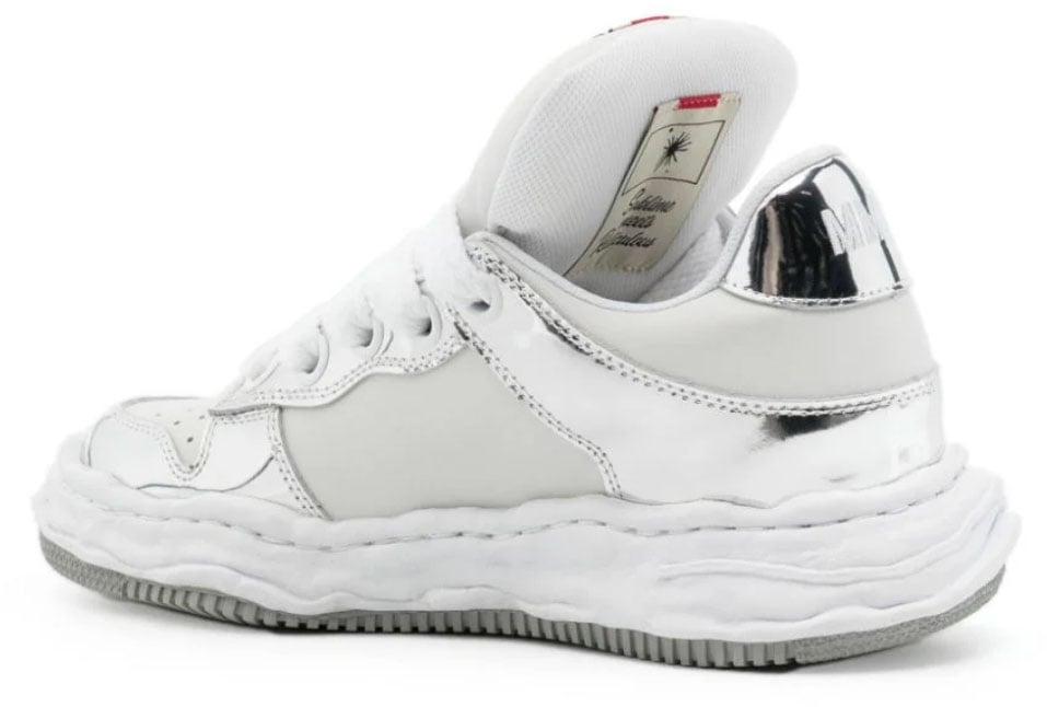 Maison Mihara Yasuhiro Wayne Original Sole Leather Puffer Low Top Sneaker Silver/white Wit