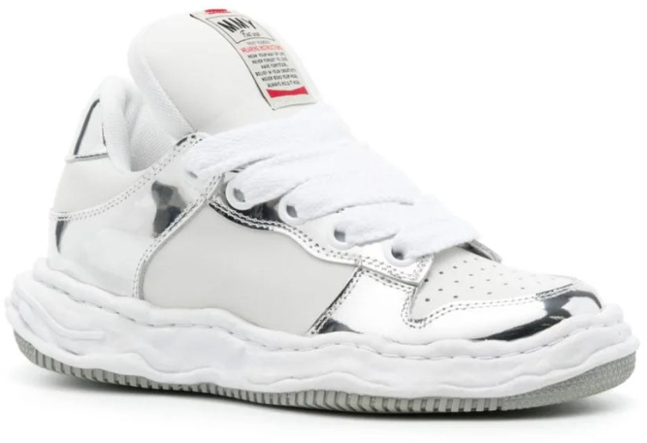 Maison Mihara Yasuhiro Wayne Original Sole Leather Puffer Low Top Sneaker Silver/white Wit