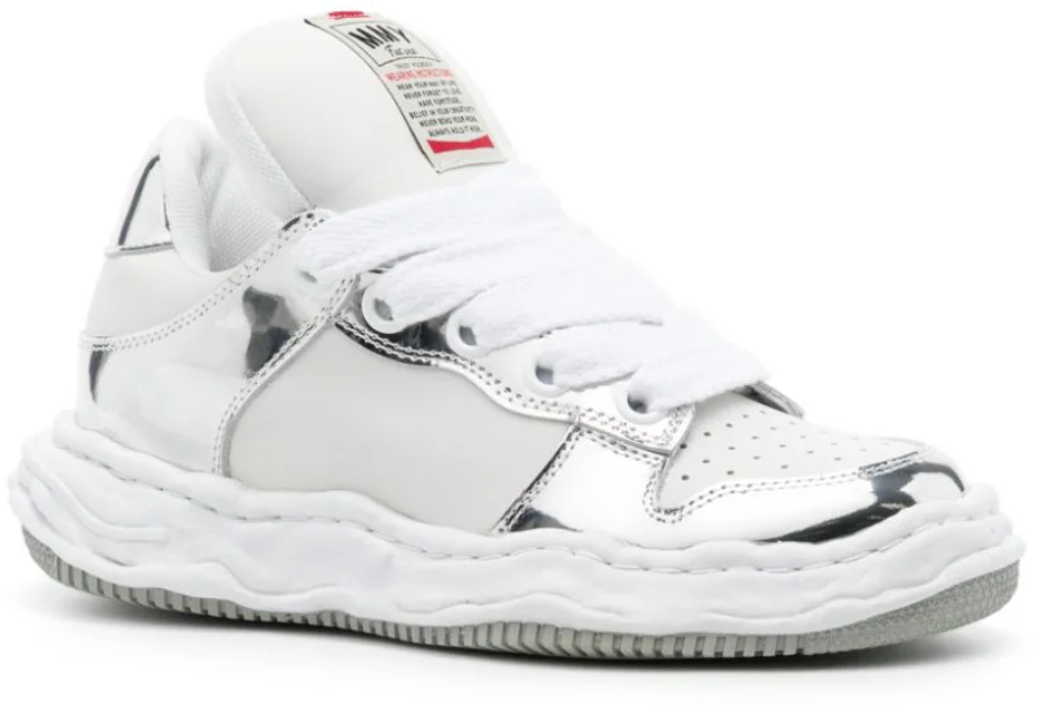 Maison Mihara Yasuhiro Wayne Original Sole Leather Puffer Low Top Sneaker Silver/white Wit