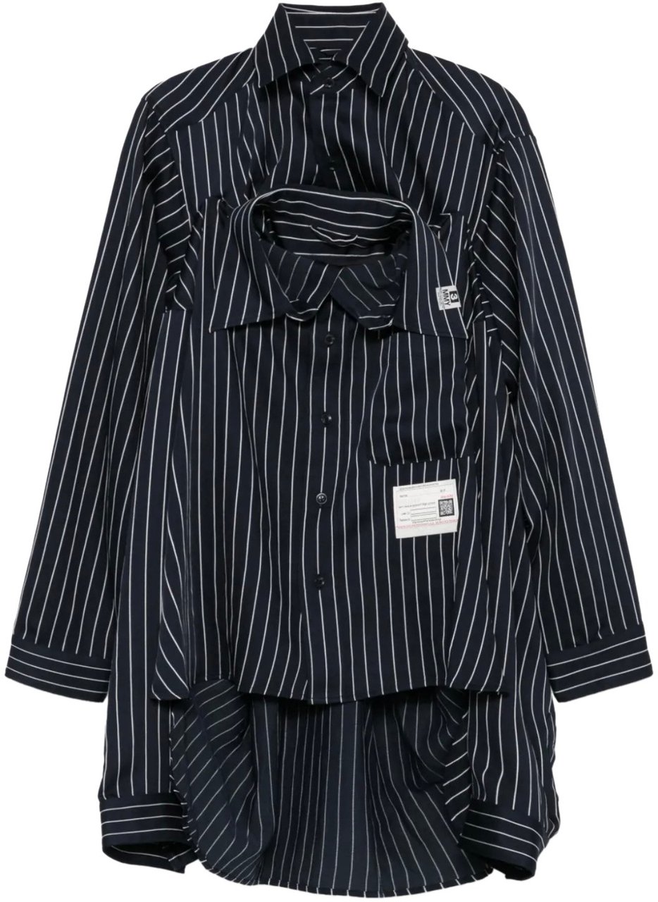 Maison Mihara Yasuhiro Shawl Layered Shirt Navy Blauw